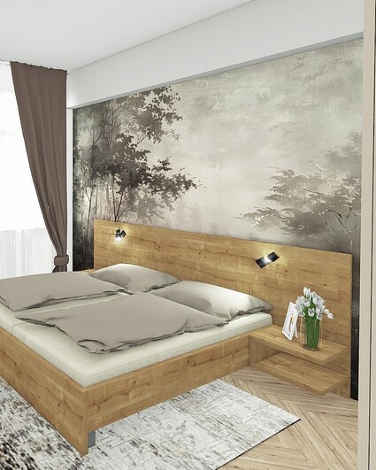 Vizualizace ložnice s integrovaným pracovním místem

Dostatek …